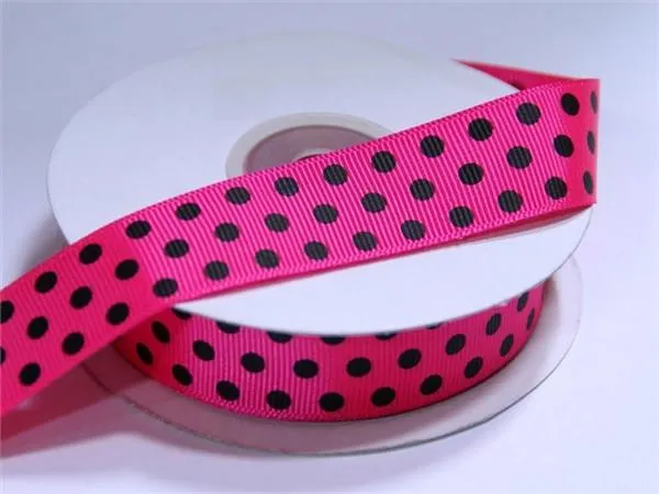 25 Yards 7/8" DIY Fushia Grosgrain Polka Dot Ribbon Wedding Party Dress Favor Gift Craft Decoration ( Sold Out )