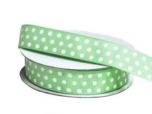 25 Yards 7/8" DIY Sage Grosgrain Polka Dot Ribbon Wedding Party Dress Favor Gift Craft Decoration