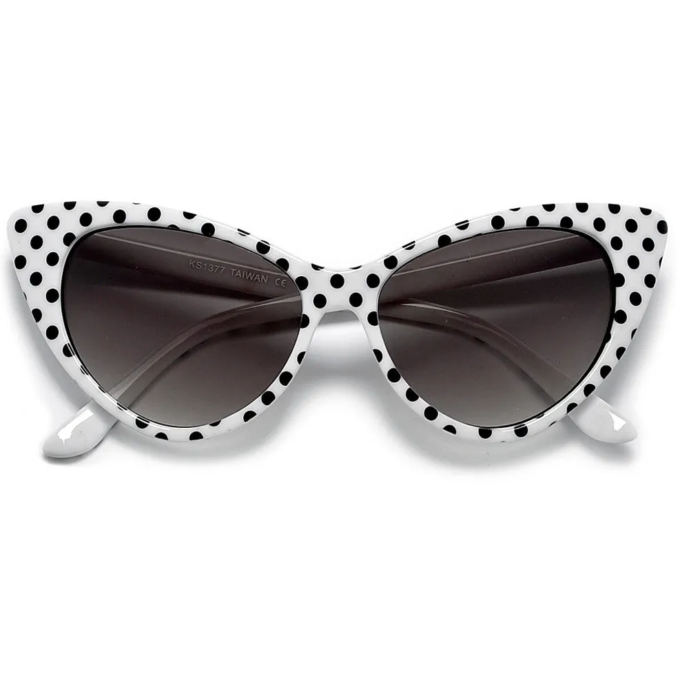 50s Inspired Polka Dot Cat Eye High Fashion Sunglasses