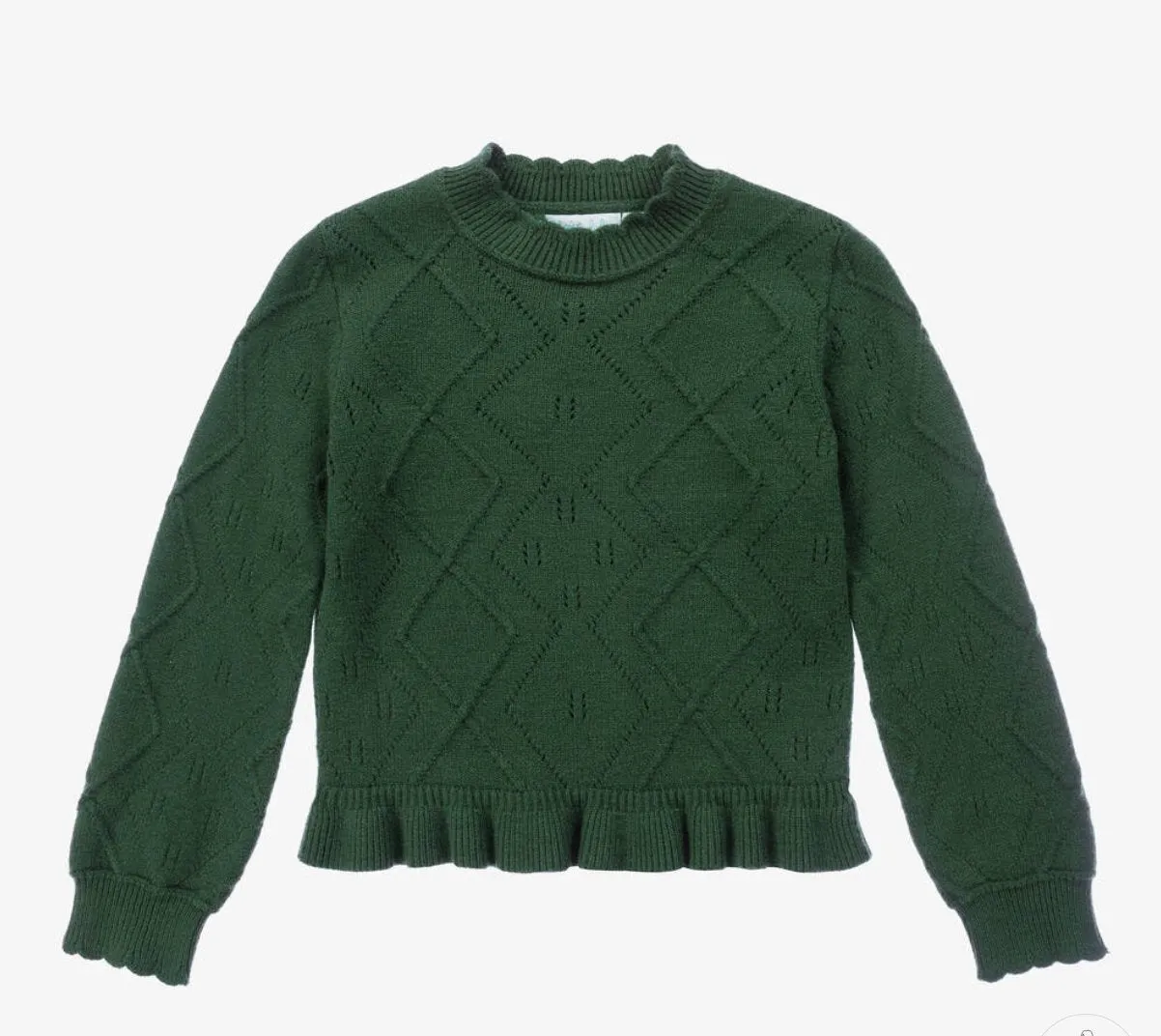 Abel & Lula Girls Green Diamond Knit Sweater