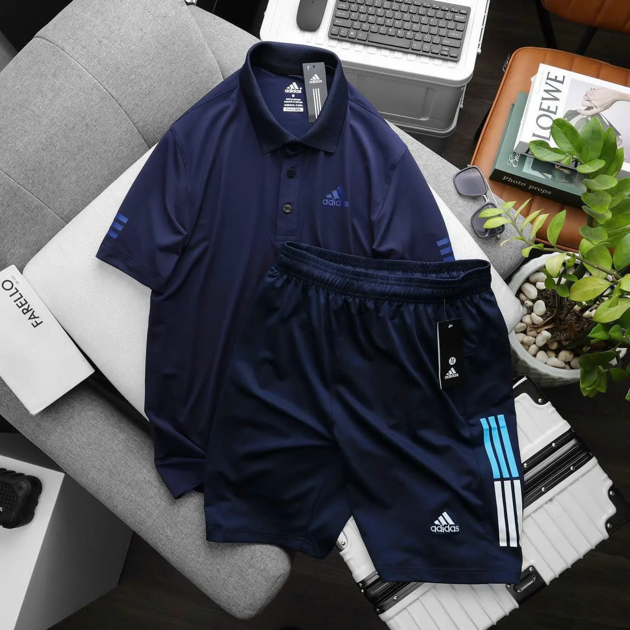 ADIDAS TRAINING SET (POLO TSHIRT AND SHORTS)