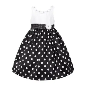 American Princess Girls Black & White Polka Dot Dress