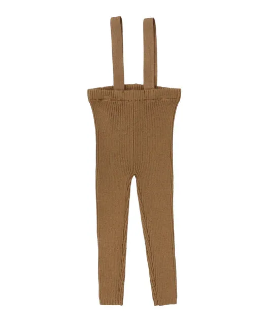 Analogie Dark Camel Knit Suspender Leggings