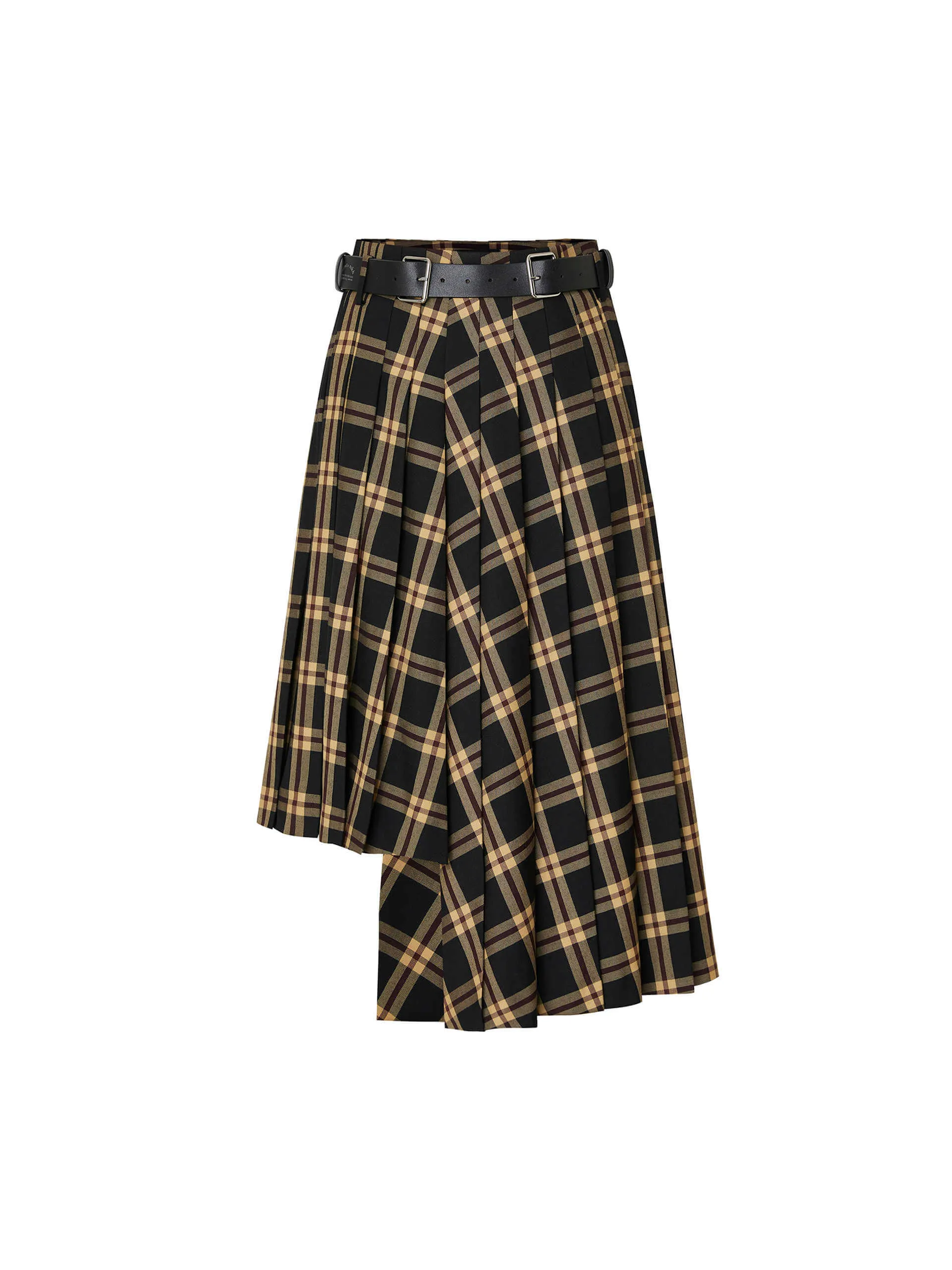 Asymmetric Plaid Skirt