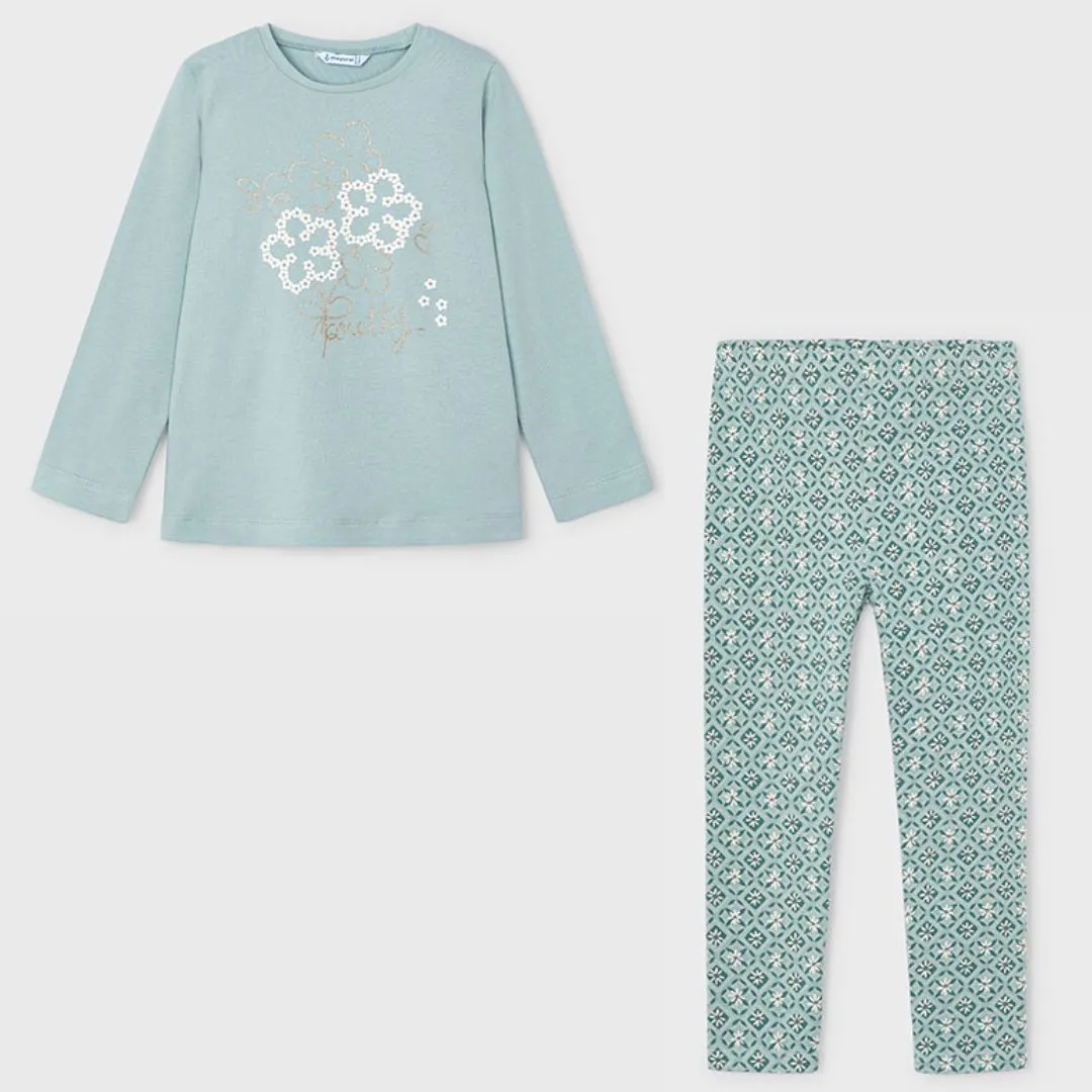 AW24 Mayoral Girls Jade Flowers Leggings Set 4072 & 4704