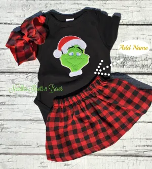 Baby Girls & Toddler Christmas Grinch Outfit, NB - sz 6