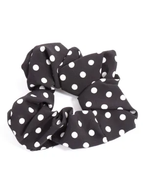 Black White Polka Dot Scrunchie