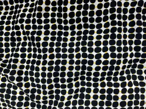 Black Yellow Retro - Clearance Printed Crepe Fabric