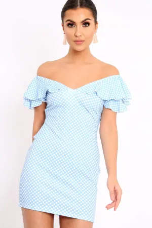 Blue Polka Dot Frill Dress - Halynn