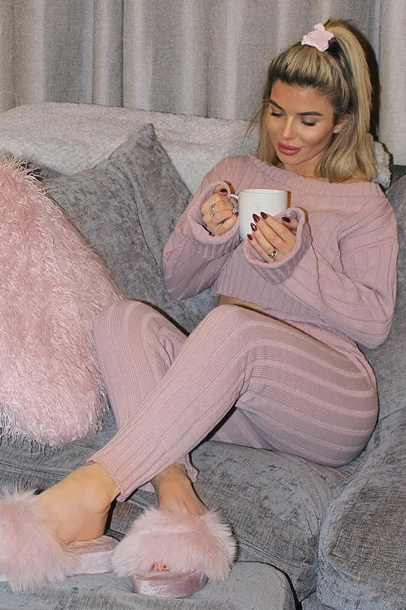 Blush Chunky Knit Loungewear Set - Wynter