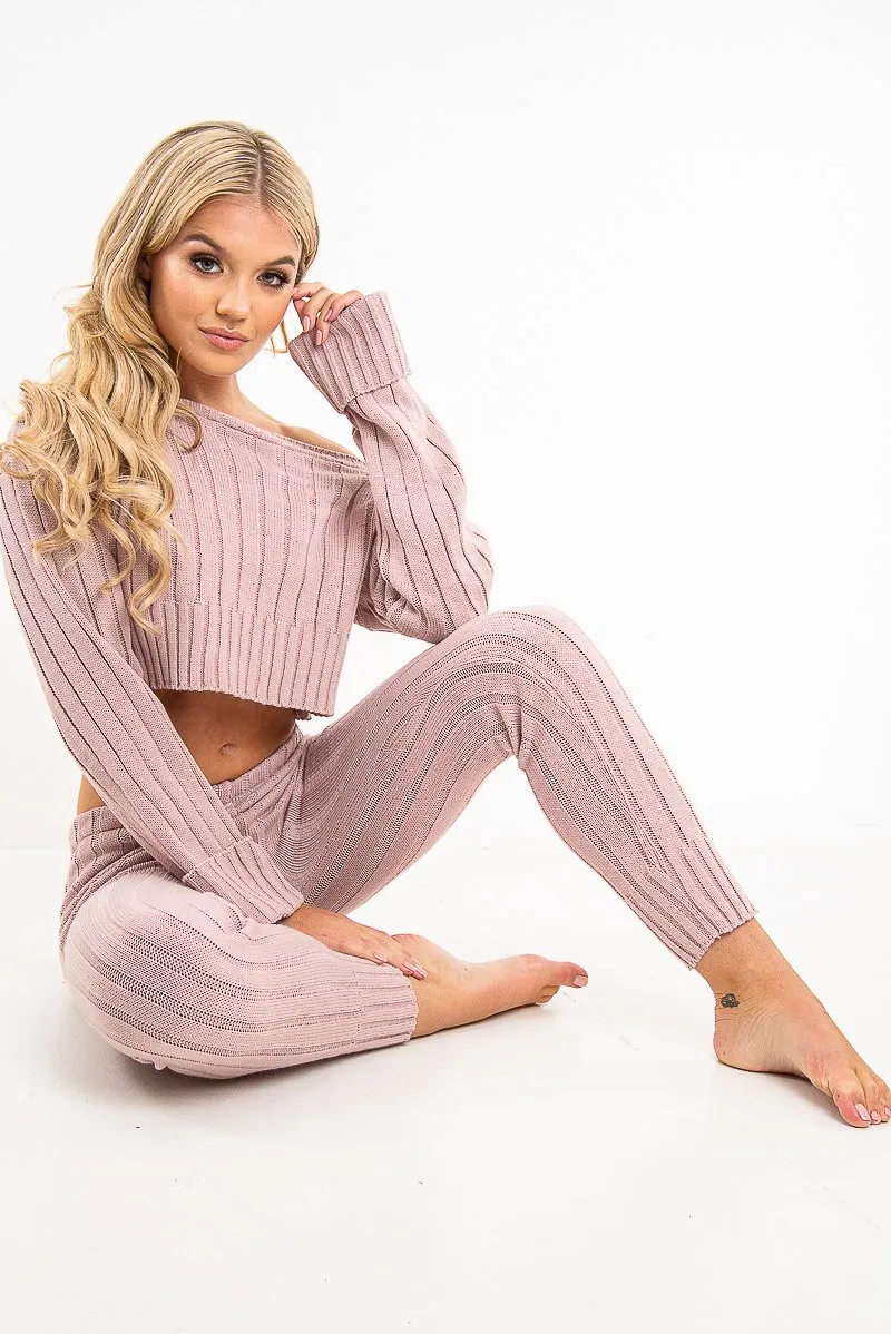 Blush Chunky Knit Loungewear Set - Wynter