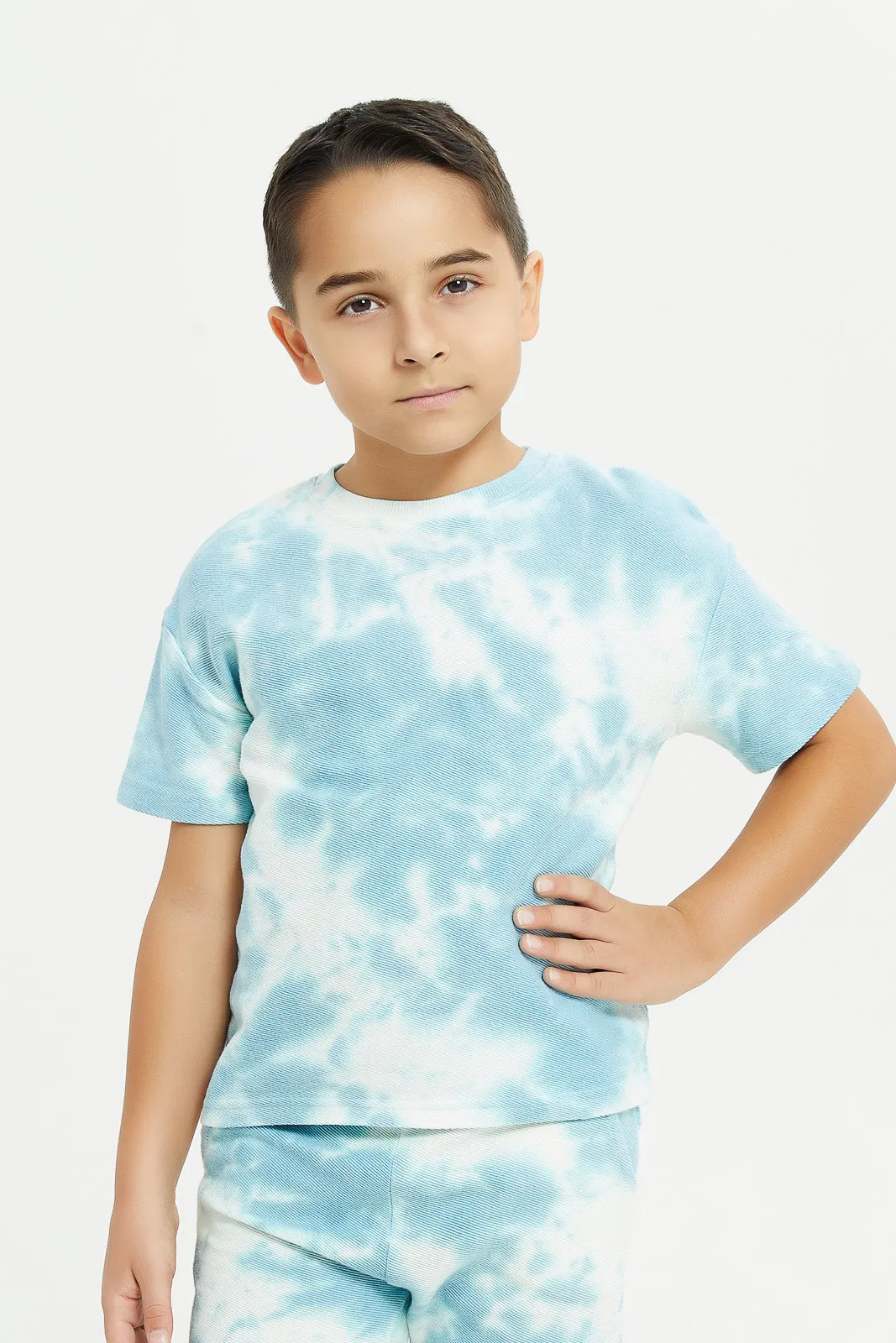 Boys Blue Tie Dye Over Size Set (2 Piece)