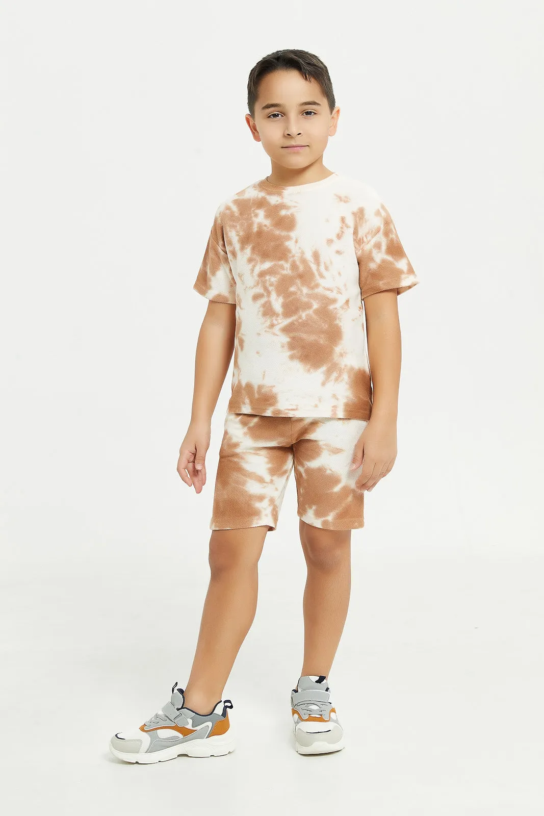 Boys Brown Tie Dye Over Size Set (2 Piece)