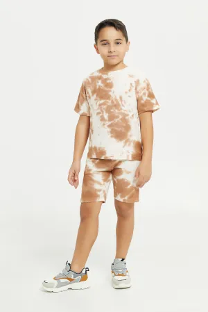 Boys Brown Tie Dye Over Size Set (2 Piece)