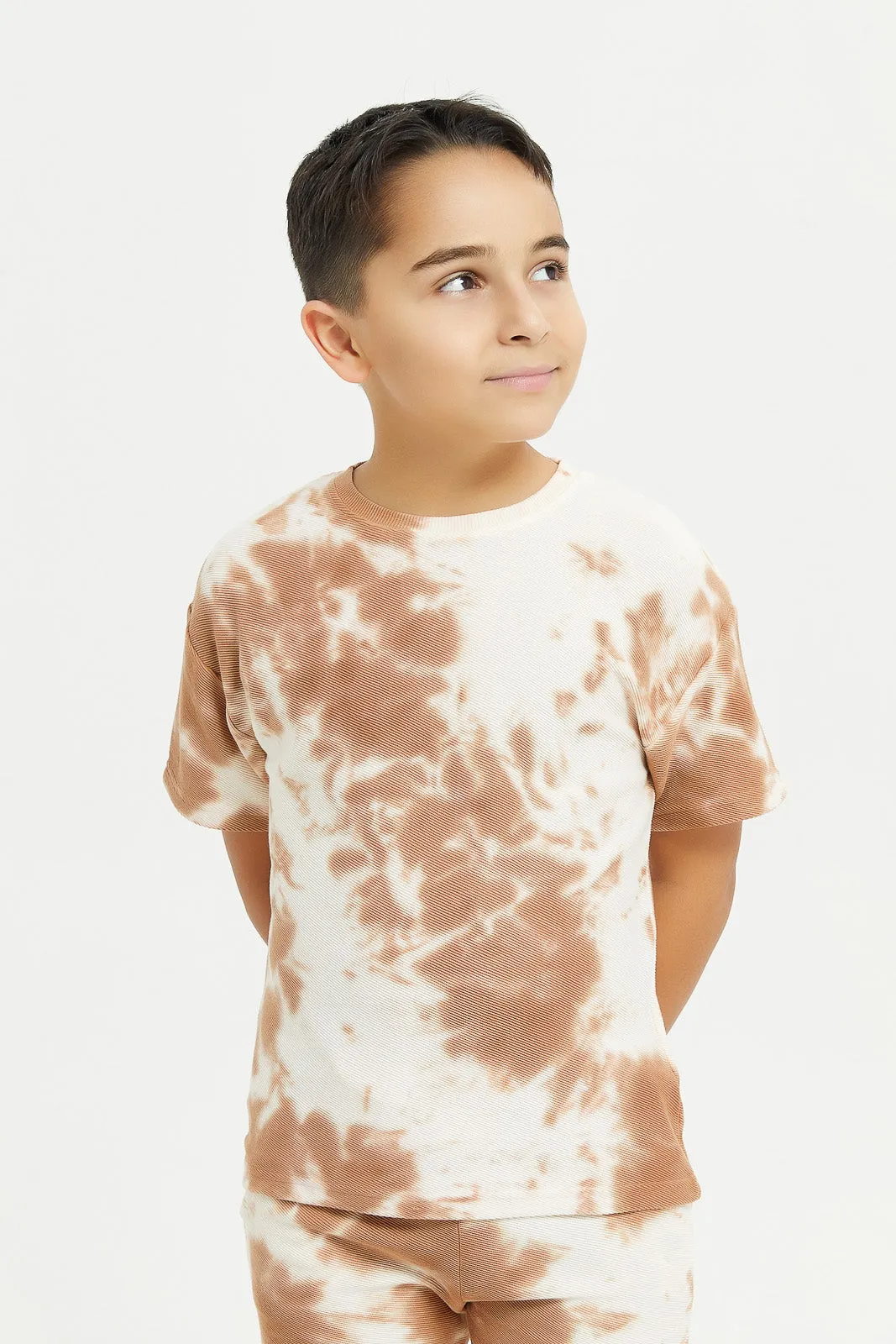 Boys Brown Tie Dye Over Size Set (2 Piece)