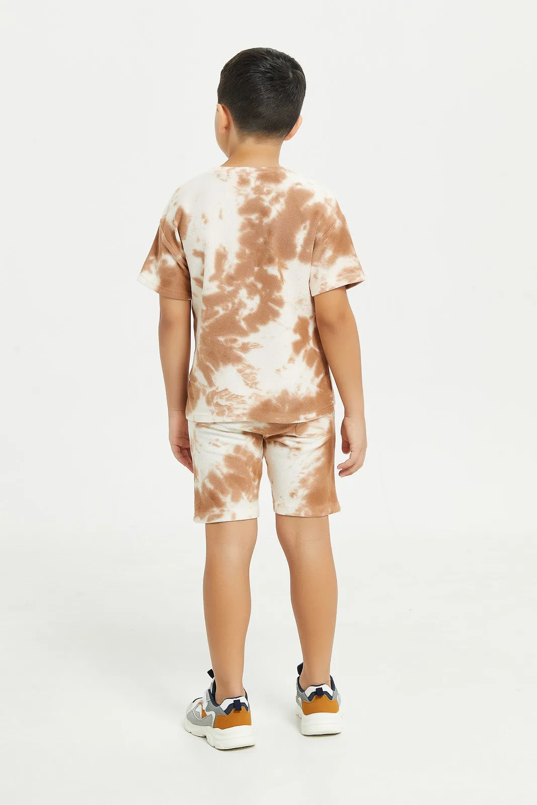 Boys Brown Tie Dye Over Size Set (2 Piece)