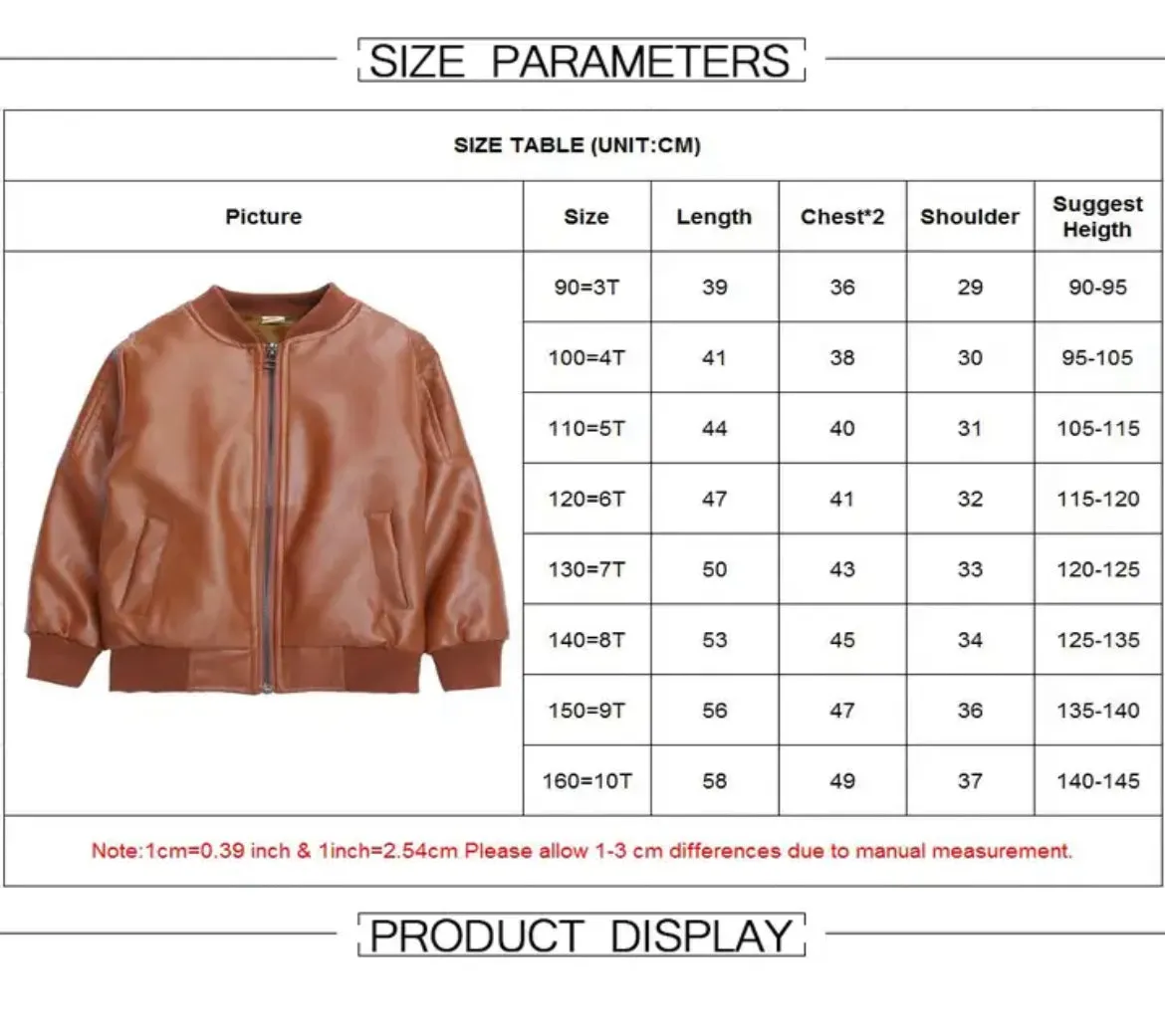 Boys Leather Jacket - Tan , Color