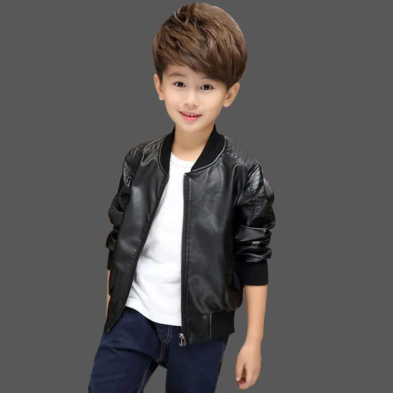 Boys Leather Jacket - Tan , Color