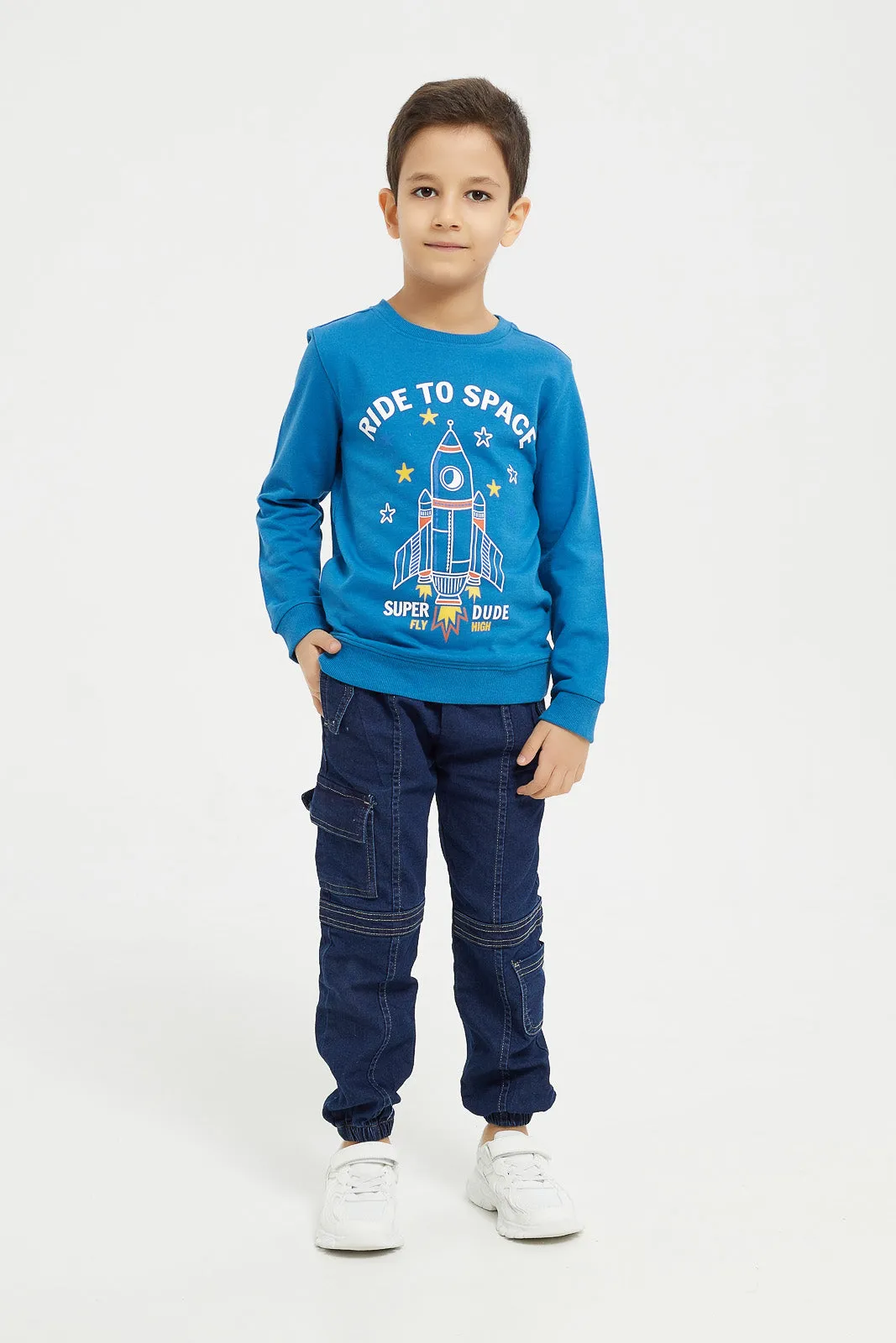 Boys Navy Space Print Sweatshirt