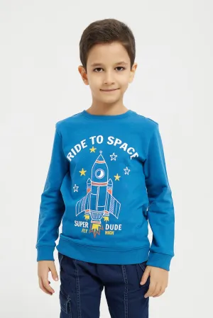 Boys Navy Space Print Sweatshirt