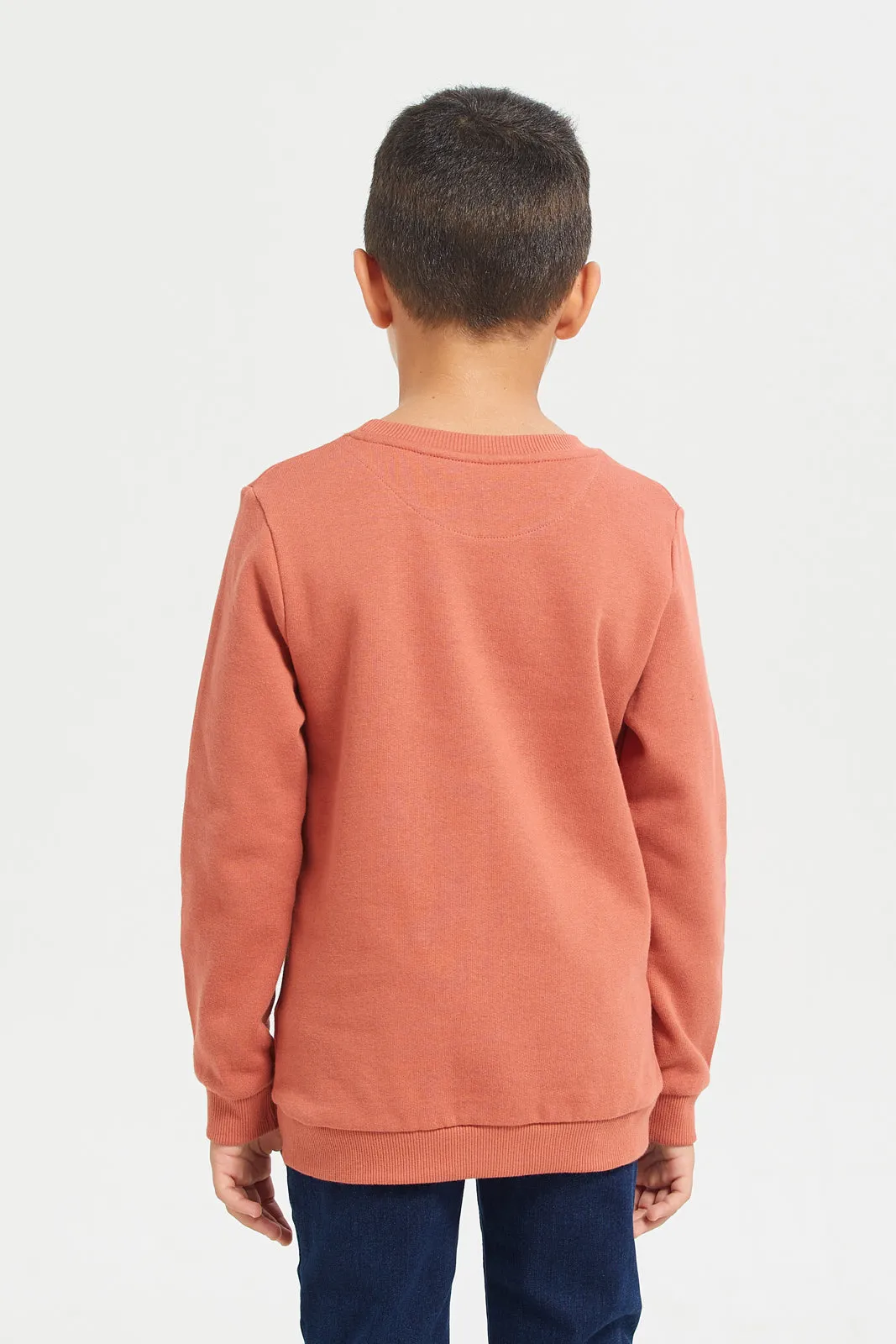 Boys Orange Embroidered Sweatshirt