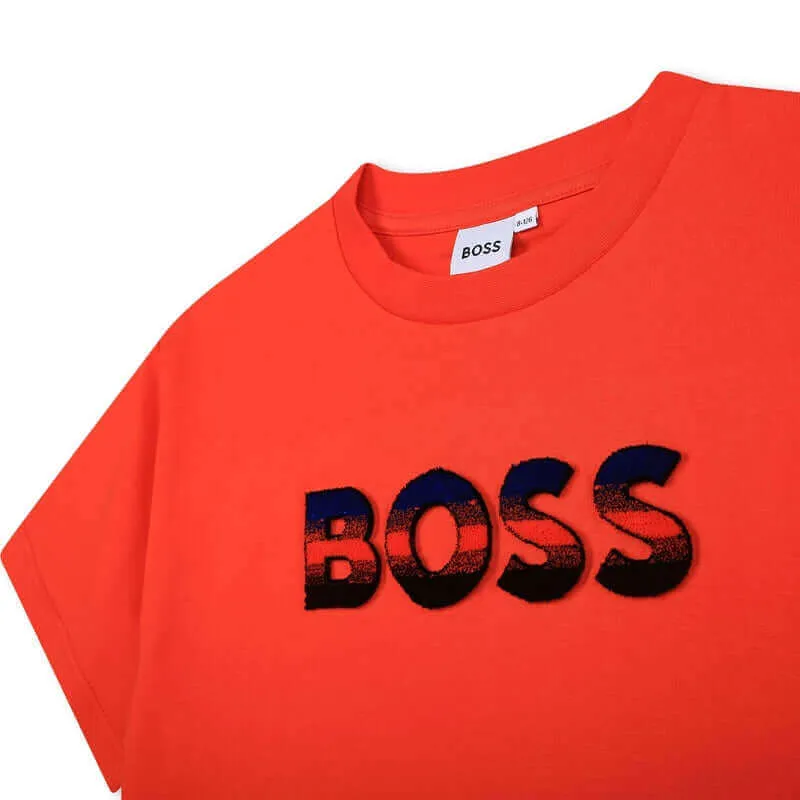 Boys Orange Logo Short Sleeve T-Shirt