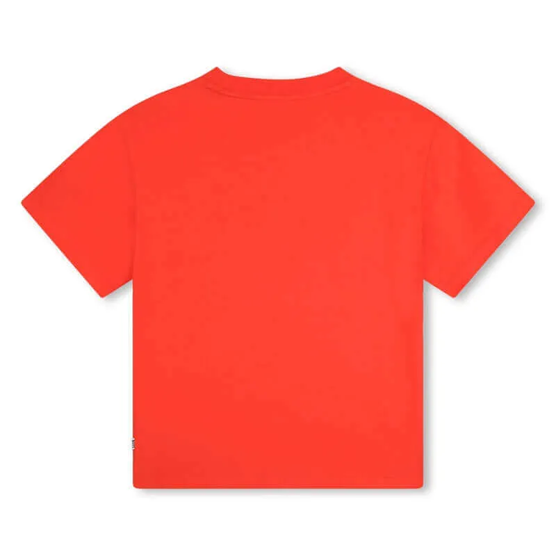 Boys Orange Logo Short Sleeve T-Shirt