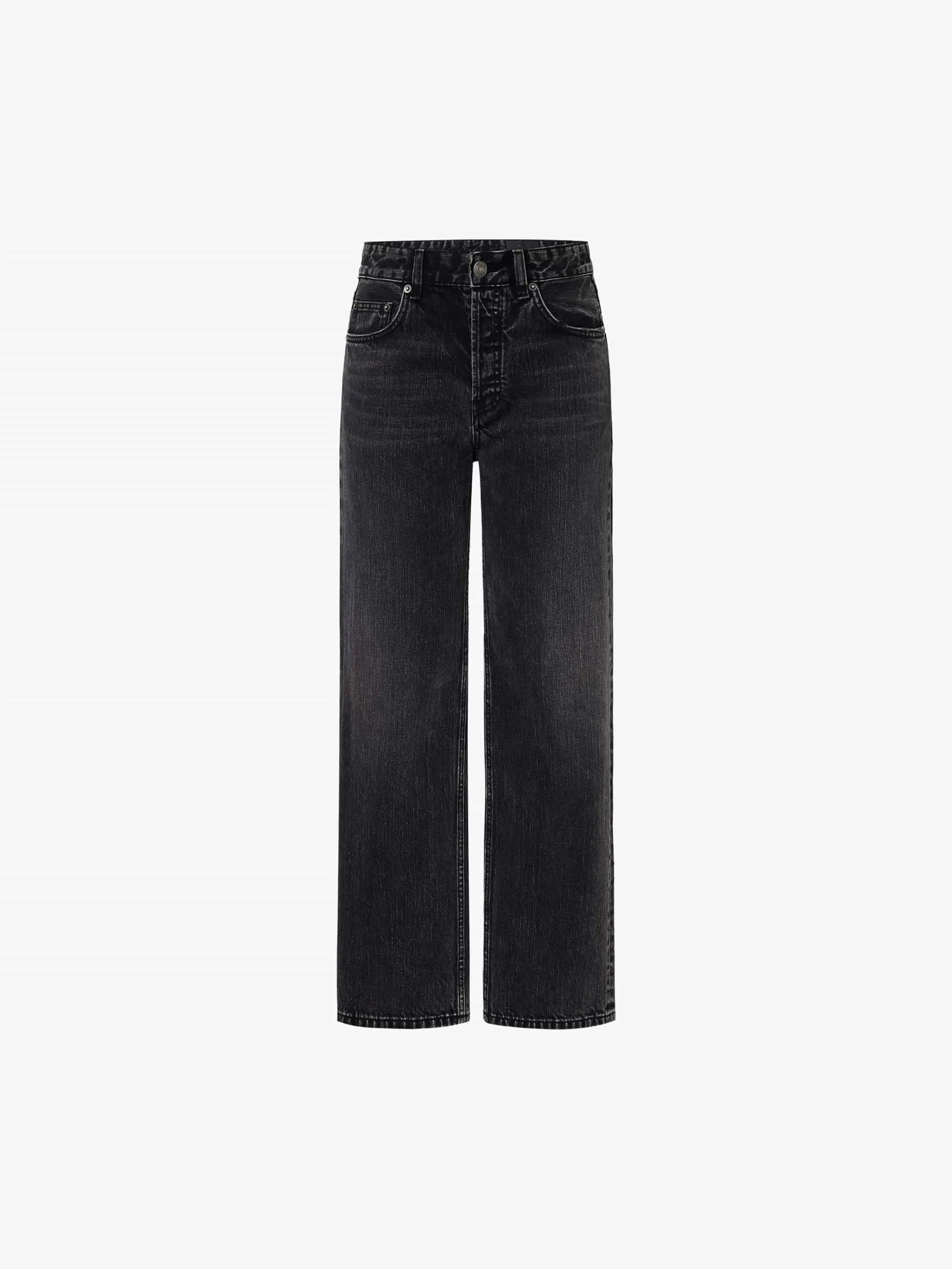 Button Closure Straight Jeans