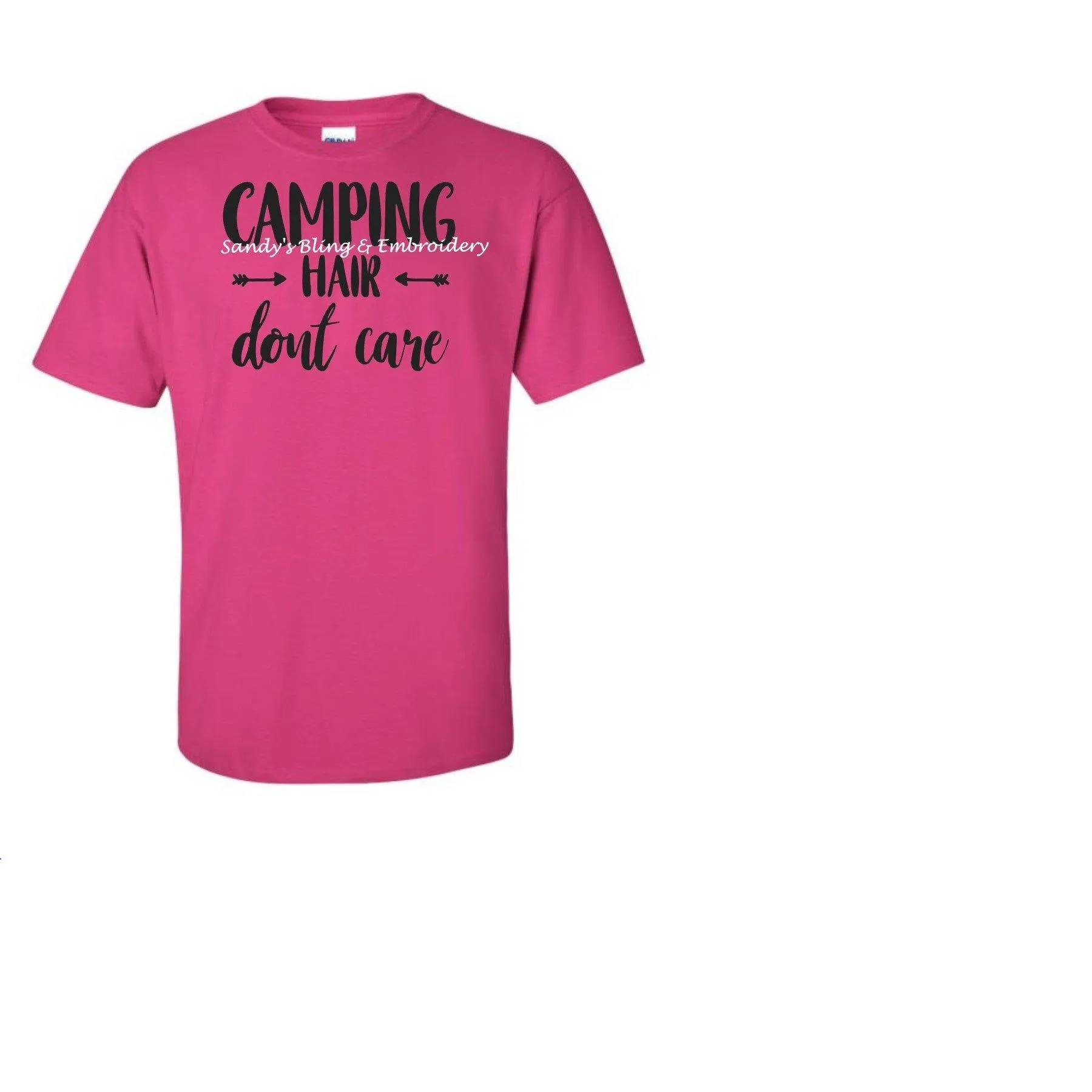 Camping Hair Don't Care Short Sleeved T-shirt Adult size