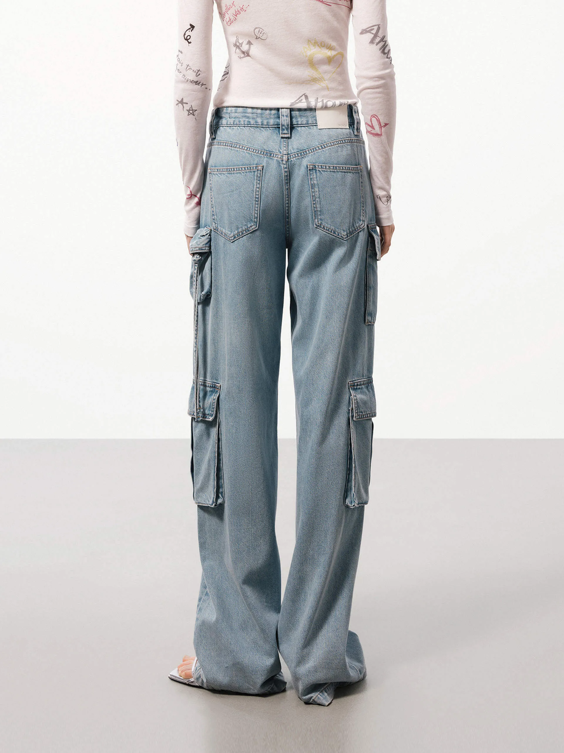 Cargo Style Straight Jeans