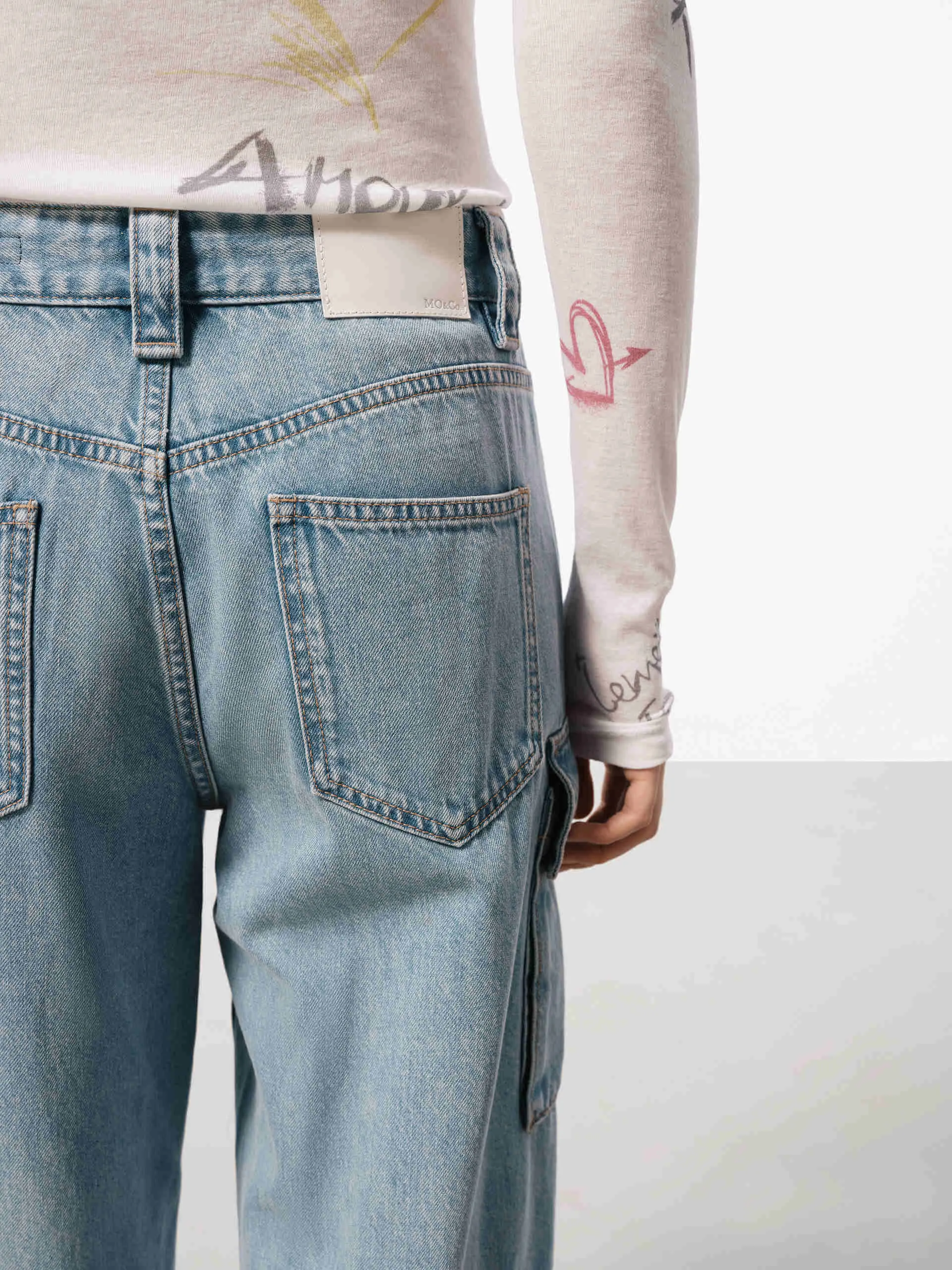 Cargo Style Straight Jeans