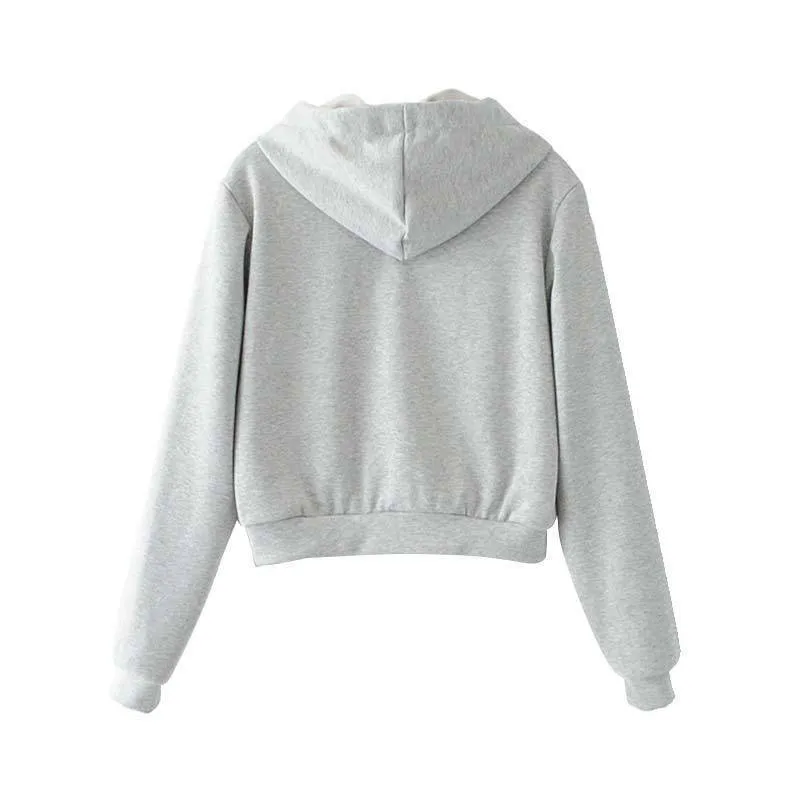 Casual hooded short Crystal sweatshirt