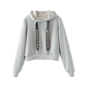 Casual hooded short Crystal sweatshirt