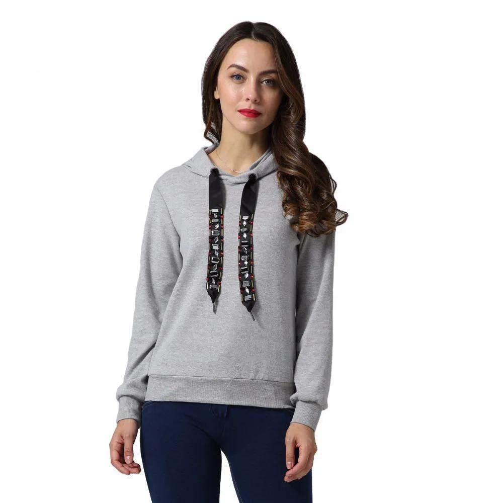 Casual hooded short Crystal sweatshirt