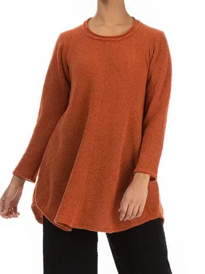 Casual Loose Solid Color Long-sleeved Round Neck Top