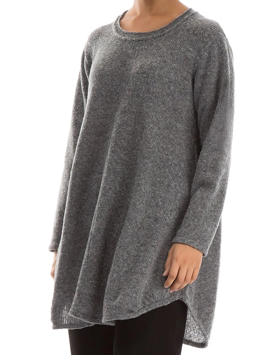 Casual Loose Solid Color Long-sleeved Round Neck Top