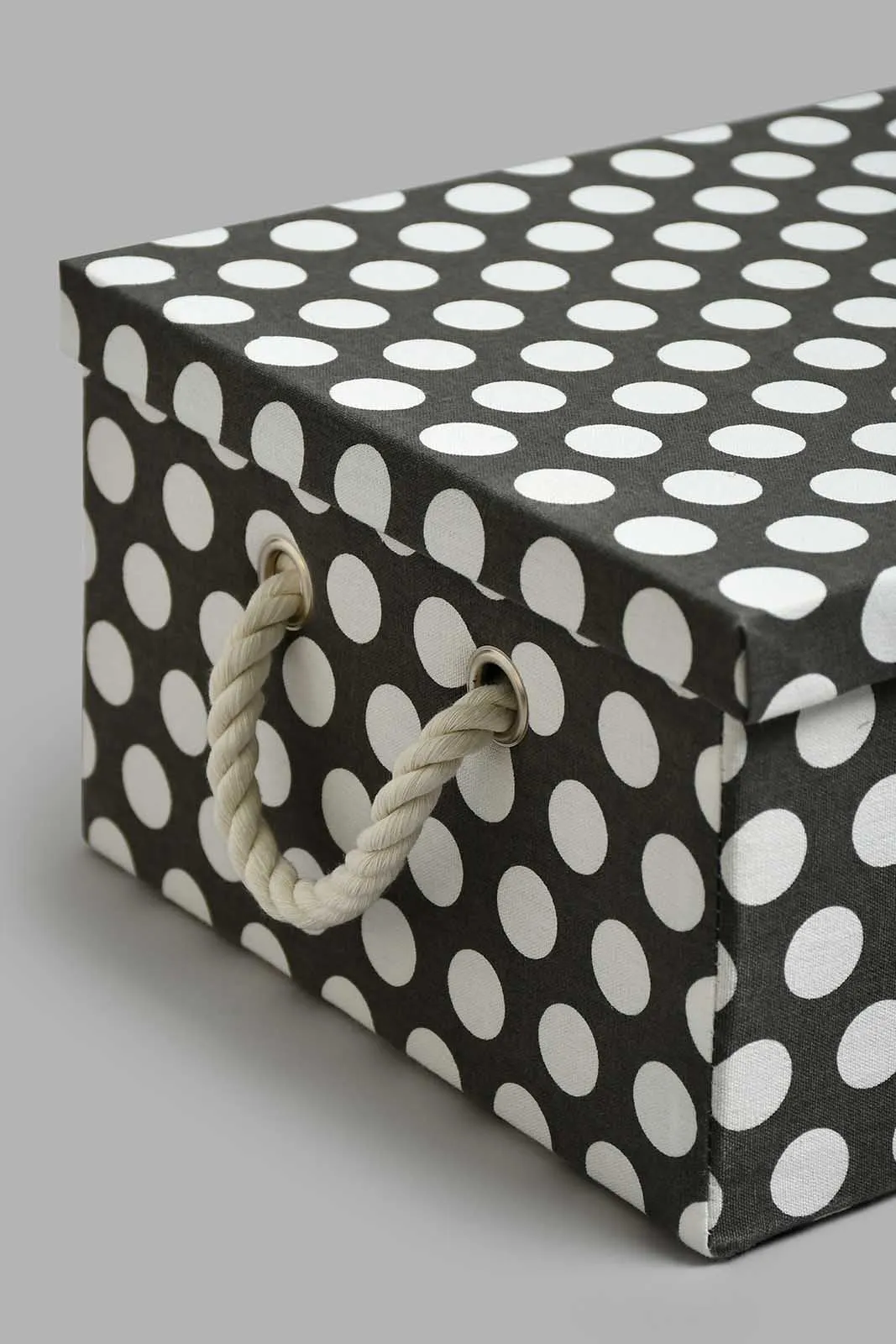 Charcoal Polka Dot Storage Box With Lid