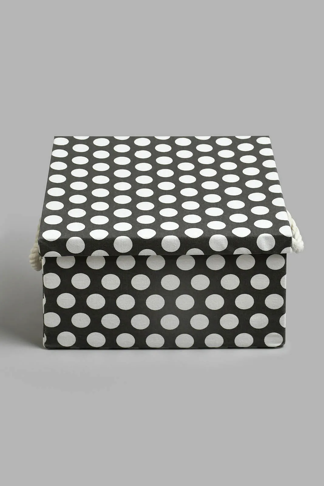 Charcoal Polka Dot Storage Box With Lid