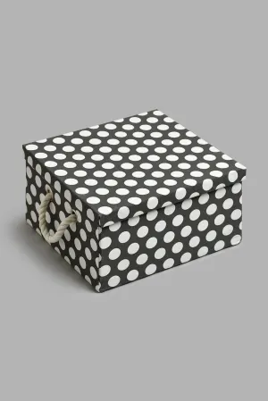 Charcoal Polka Dot Storage Box With Lid