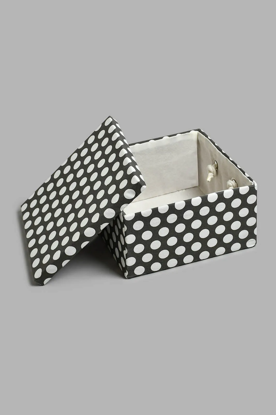 Charcoal Polka Dot Storage Box With Lid