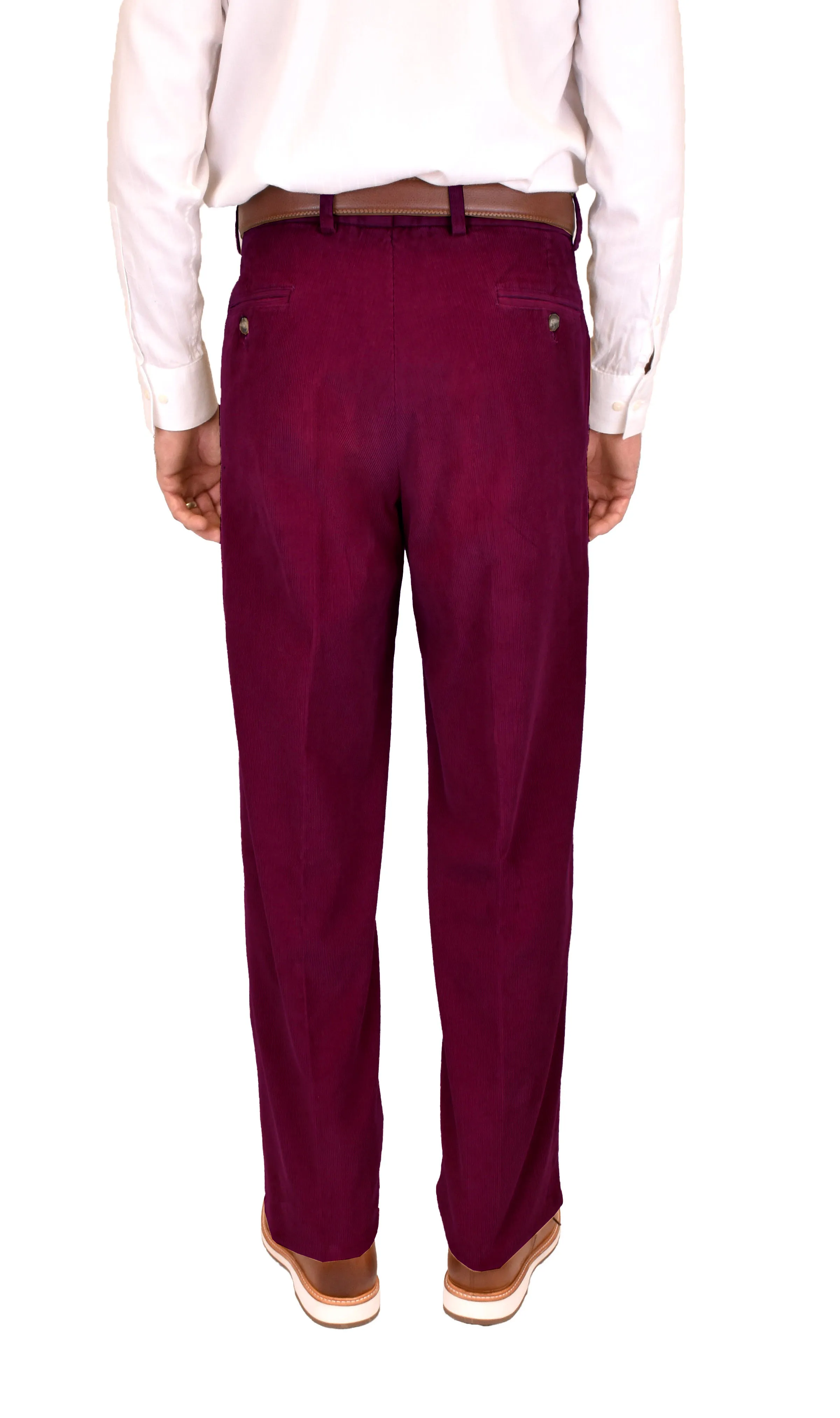 Charleston Khakis 12 Wale Corduroy, Wine<br>Flat Front<br>Regular Rise