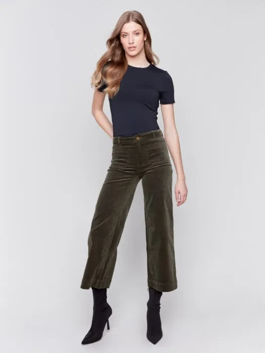 Charlie B C5538 Patch Pocket Corduroy Flare Pants