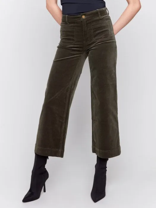 Charlie B C5538 Patch Pocket Corduroy Flare Pants