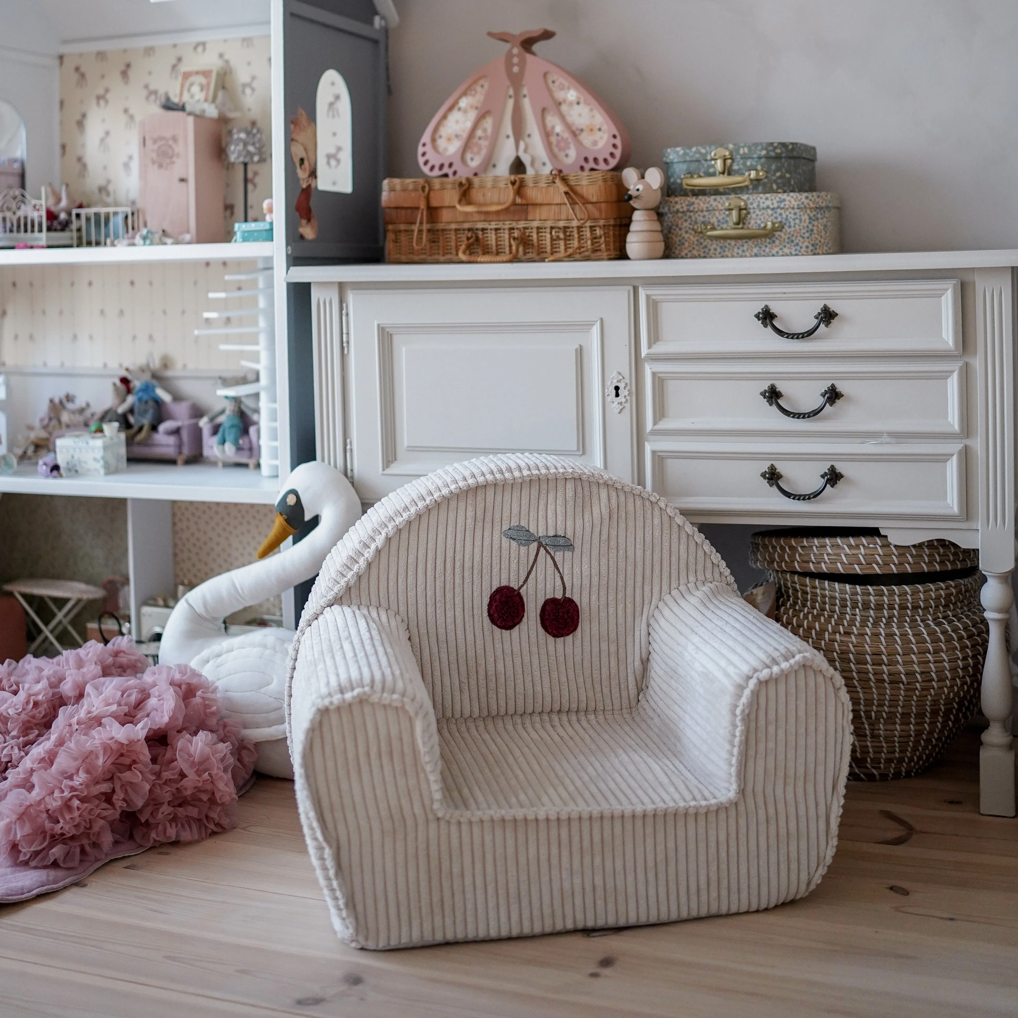 Children's Corduroy Armchair - Cherry