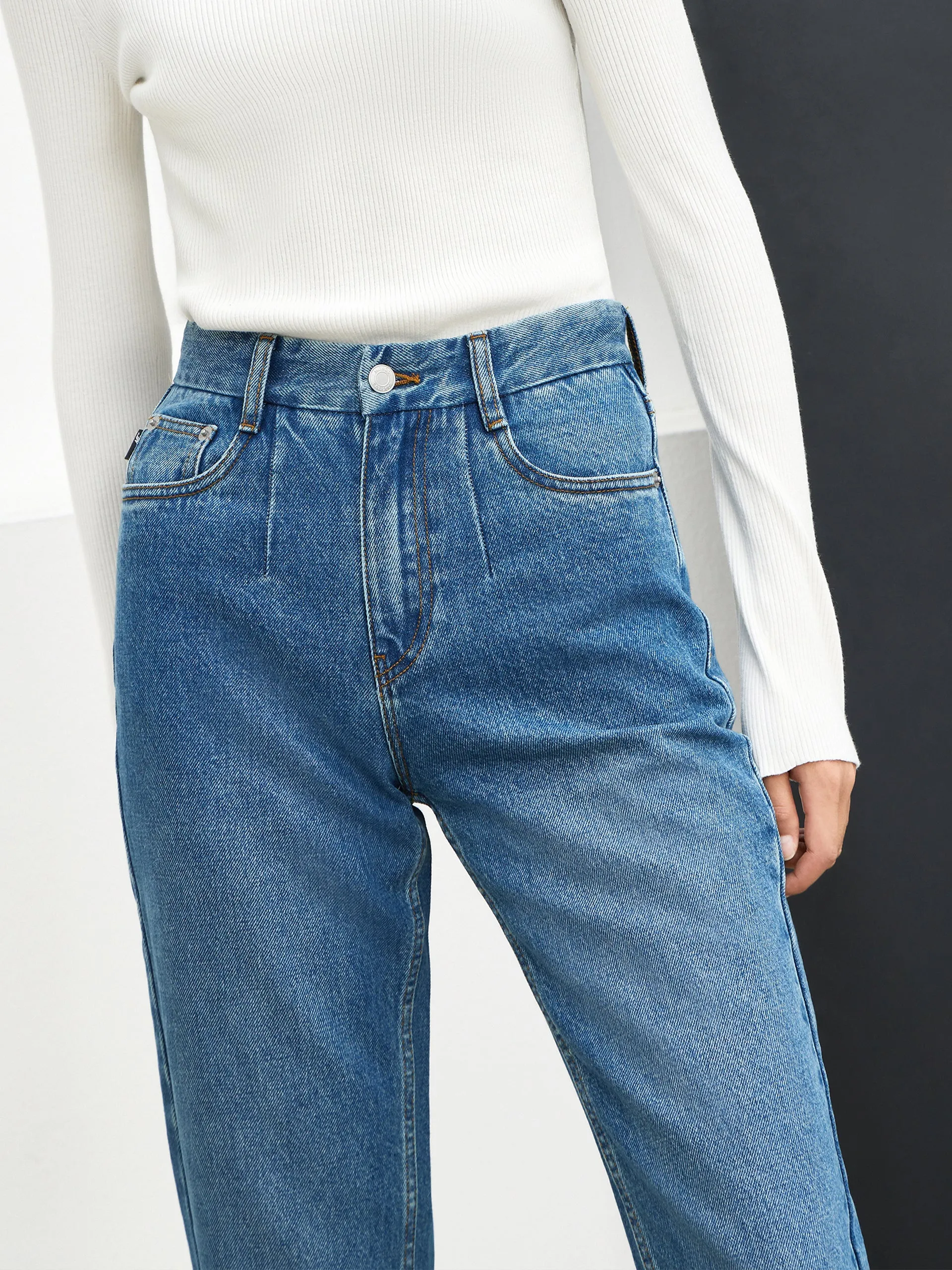 Cotton Straight Ankle Jeans