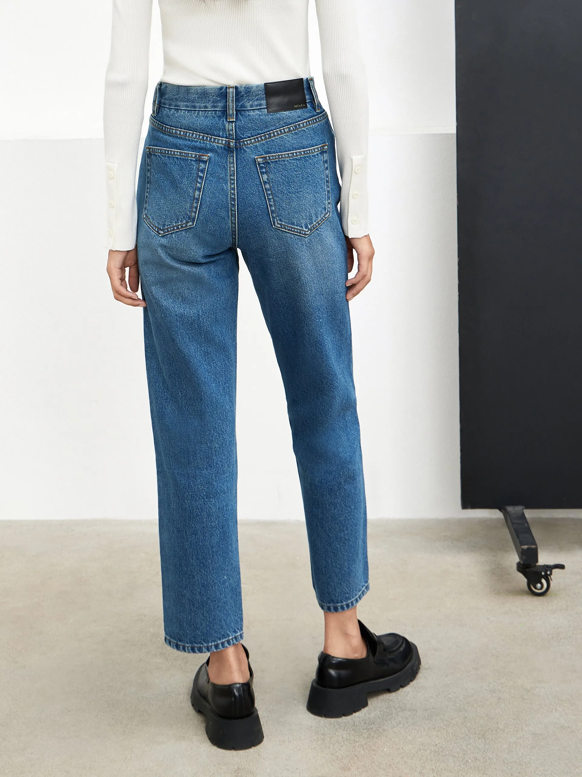 Cotton Straight Ankle Jeans