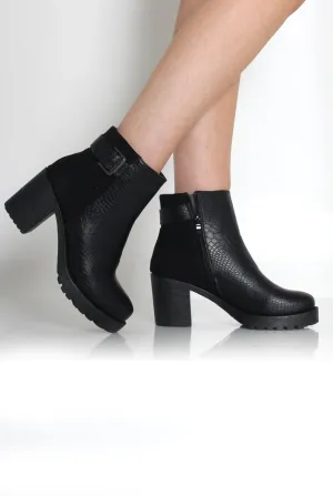 Cynthia Black Suede Snakeskin Boots