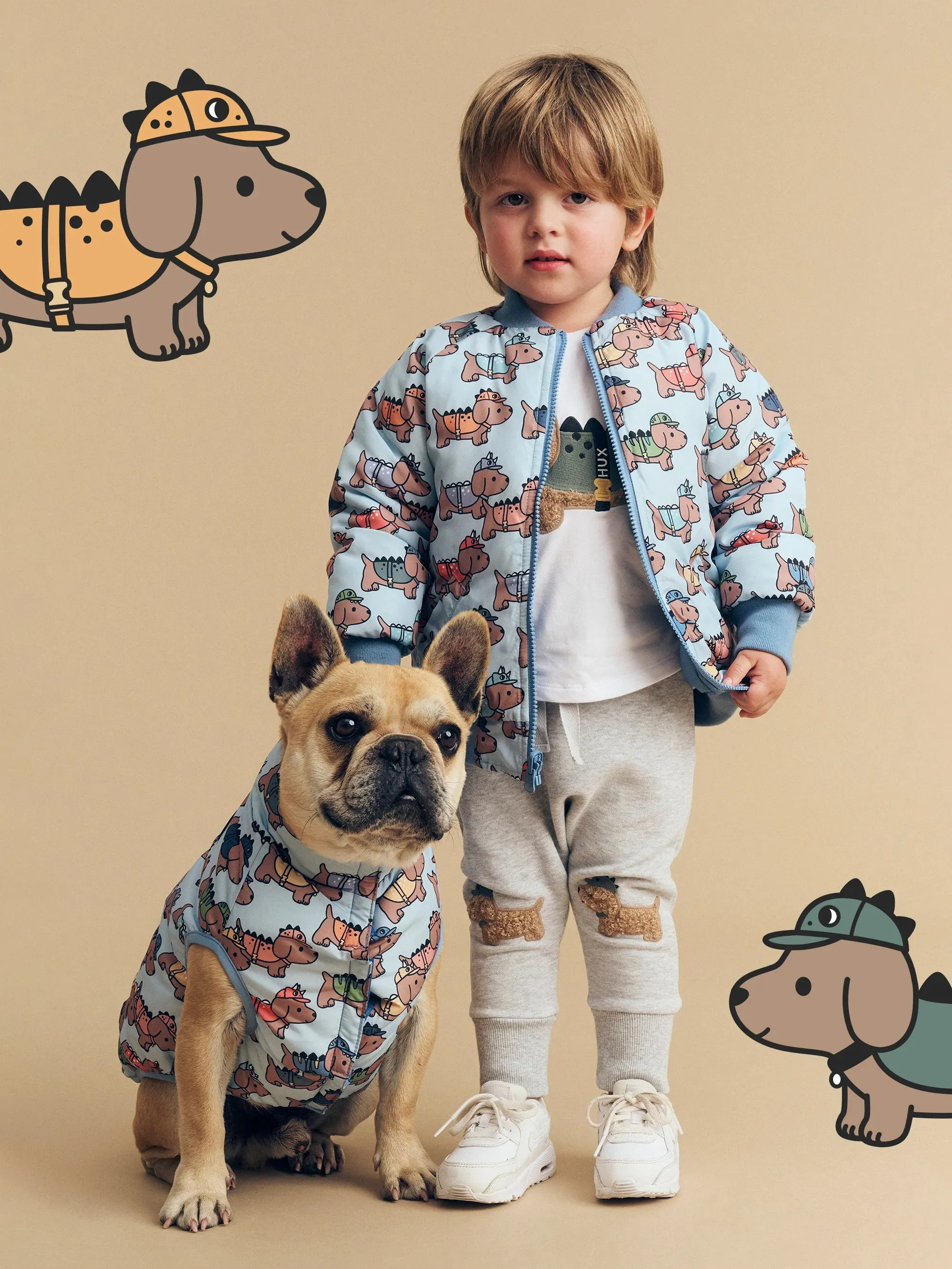 Dino dog reversible boys bomber