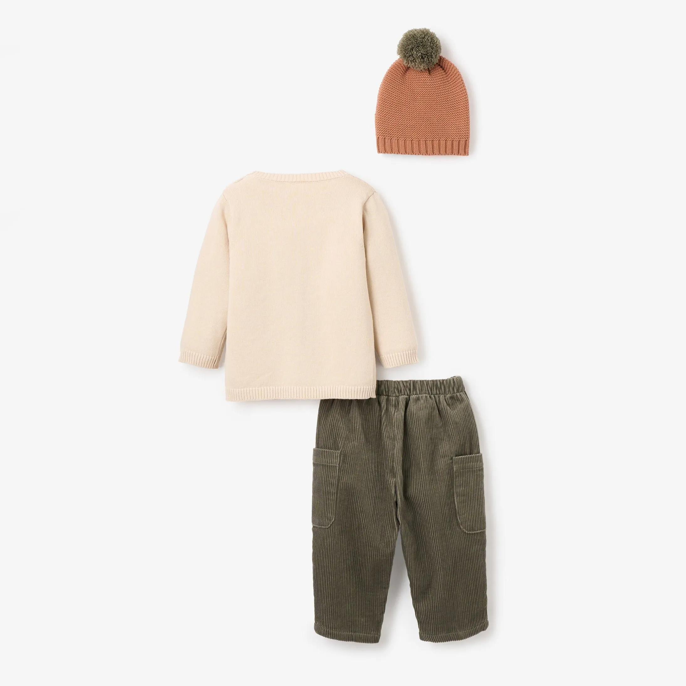 Dinosaur Sweater, Corduroy Pant, & Hat Set