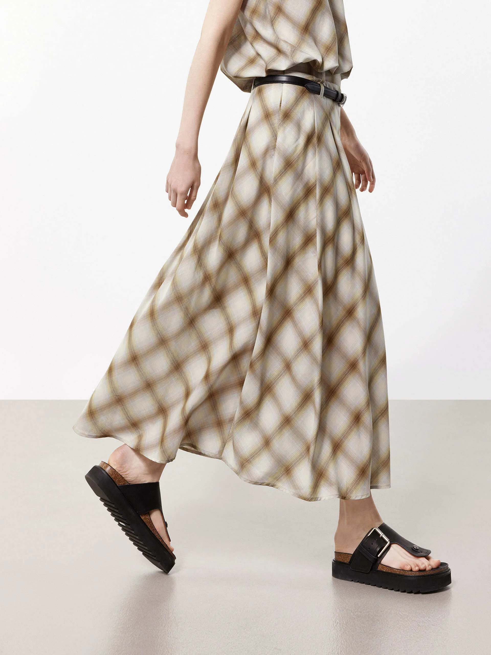 Double Loops Plaid Skirt